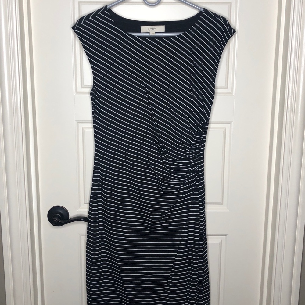 Loft Black and White Striped Dress